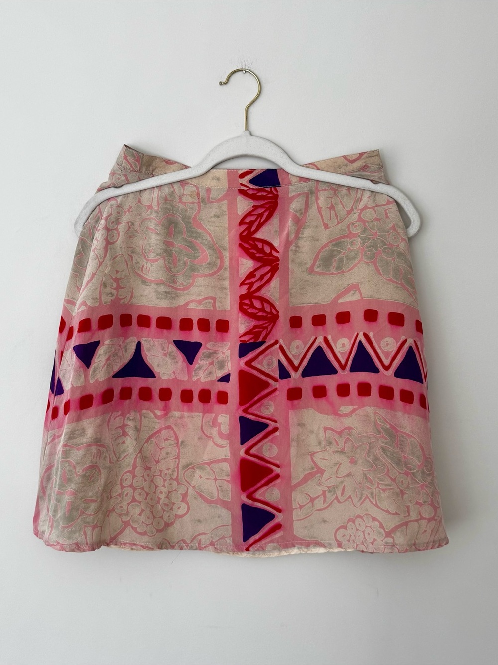 Vintage Cerruti 1881 100% Silk Mini Skirt, Tan & Pink Floral – Size 38 (6 / 8)